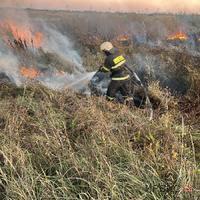 Четыре раза павлодарские пожарные тушили возгорания сухой травы в сёлах