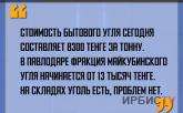 «Стоимость бытового угля сегодня составляет 8300 тенге за тонну».