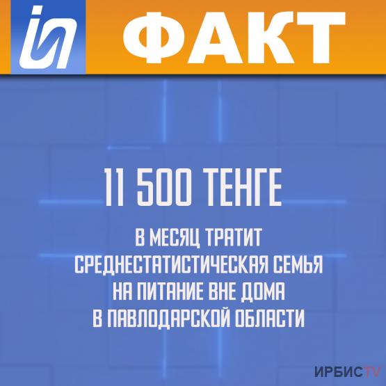 11 500 тенге в месяц тратит среднестатистическая семья на питание вне дома в Павлодарской области